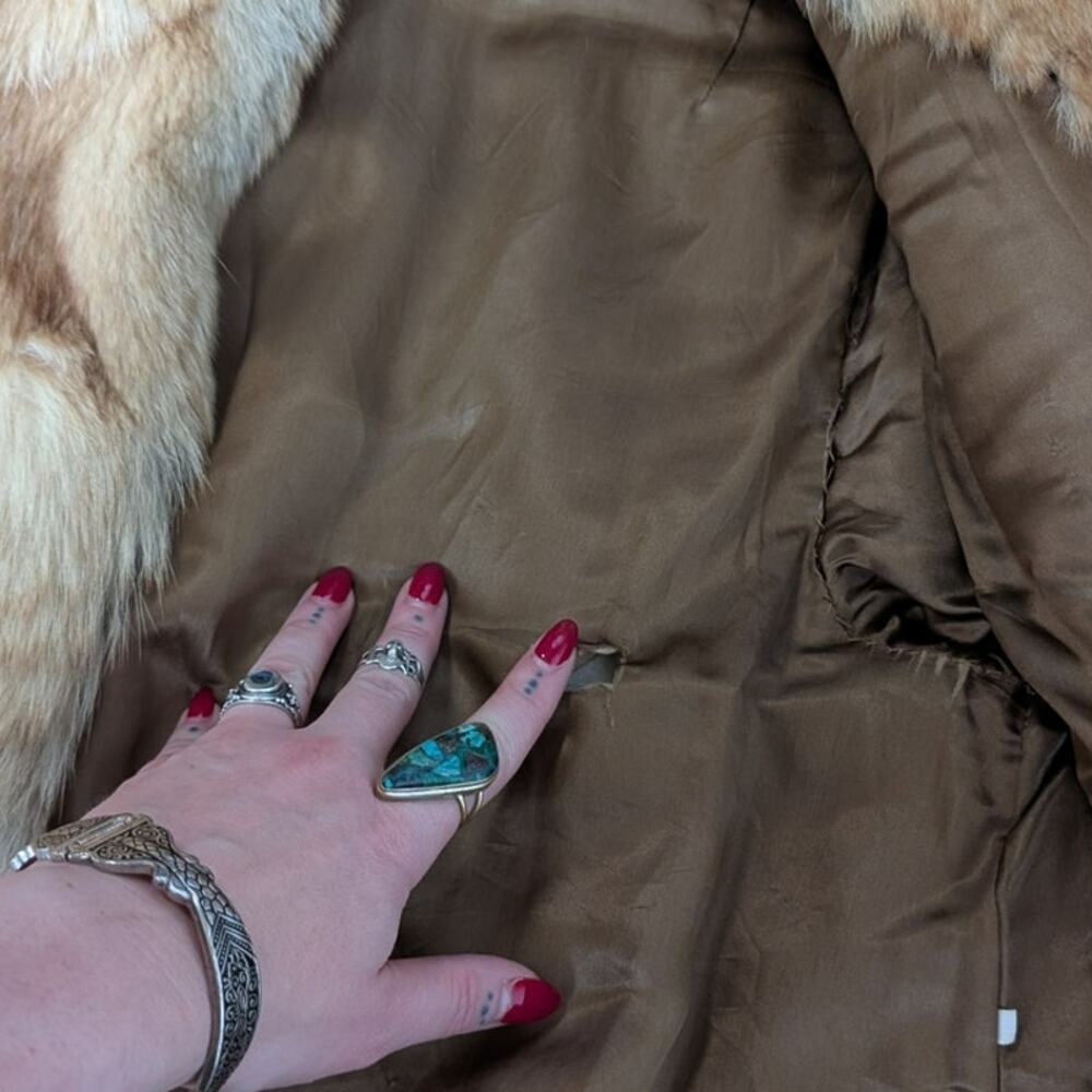 Vintage Golden Brown Real Fur Coat - Picture 11 of 12